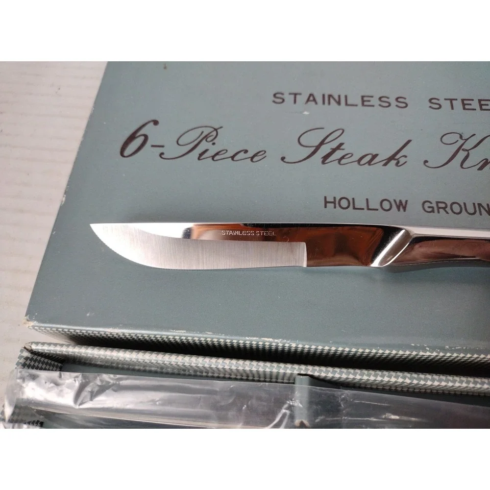NEW SET OF 6 Japan Stainless Steel Steak Knives Hollow Ground Hollow Handle MCM